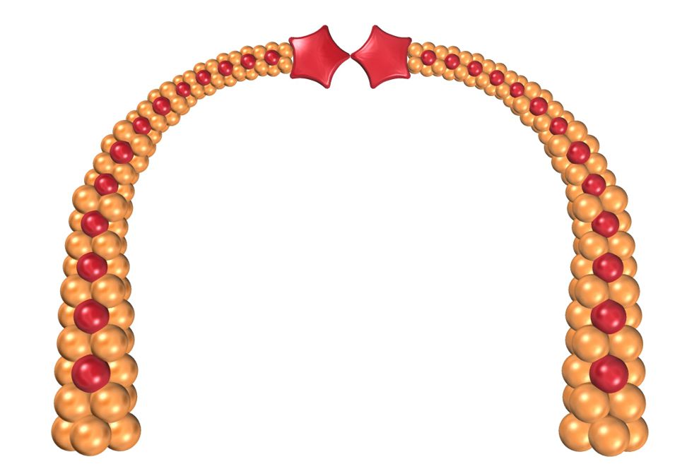 оранжевая арка из шаров со звездами