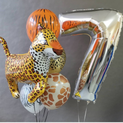 Фольгированный гепард и шары с анималистическим принтом
