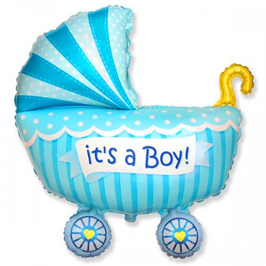 фольгированный шар коляска на выписку для мальчика