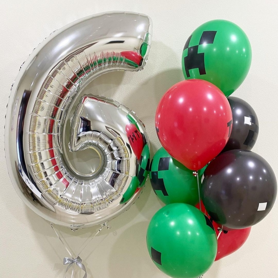 зеленые, красные и черные шары майнкрафт на 6 лет