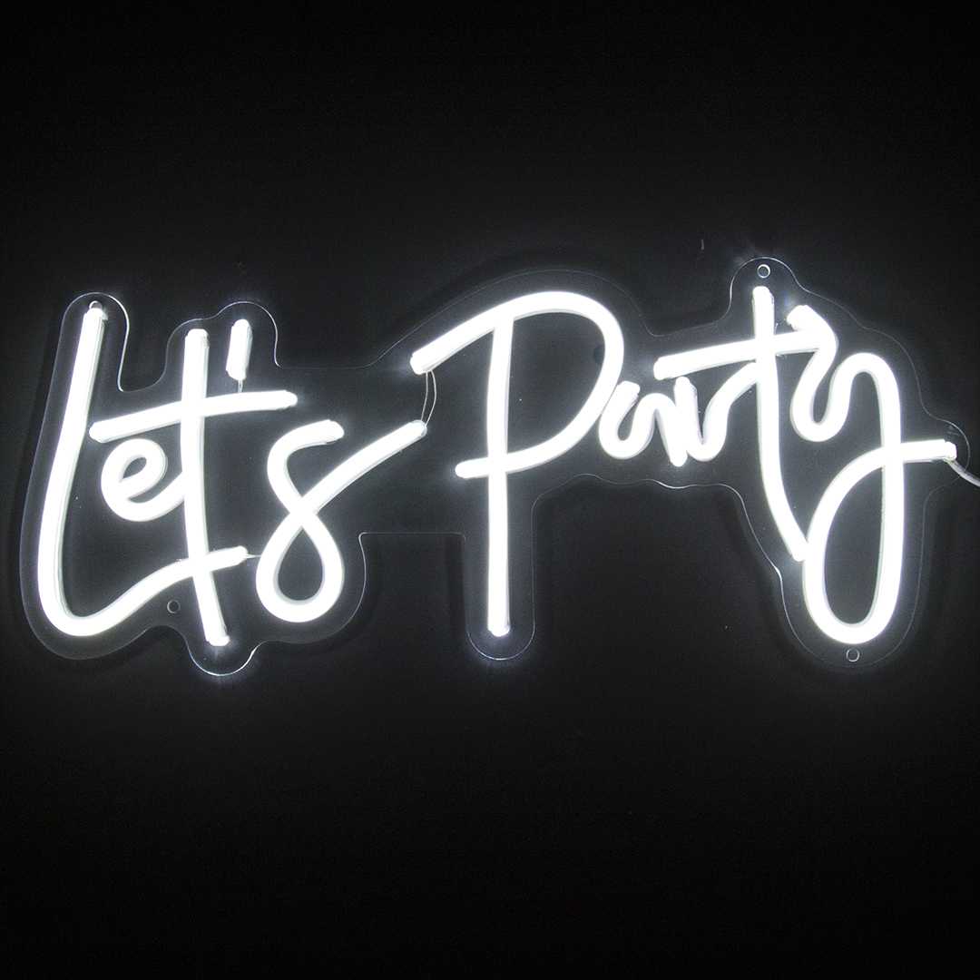 световая надпись let's party, 18,5*43 см. белый