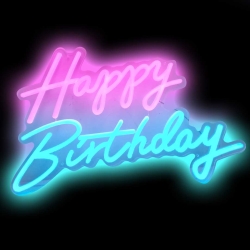 Световая надпись Happy Birthday, двухцветная, 35*57 см. Розовый/Голубой