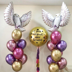 Фольгированные шары-совы и разноцветные металлические шары
