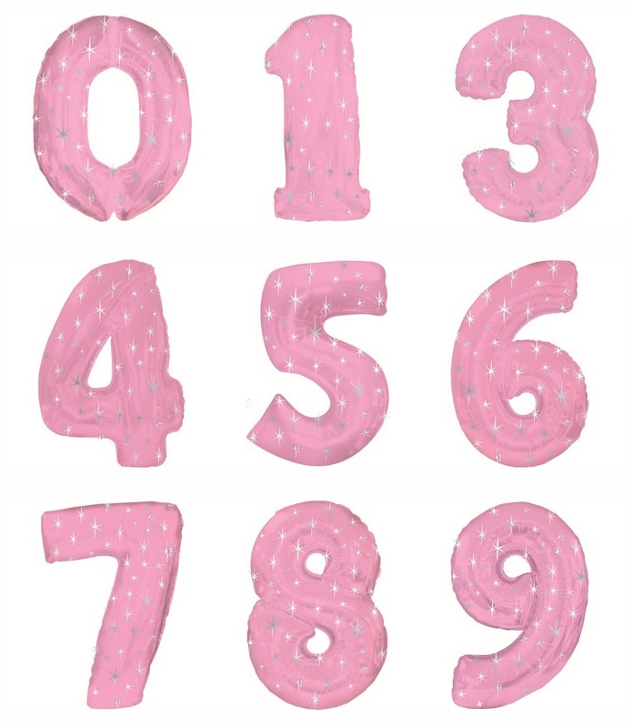нежно-розовые шары цифры со звездочками