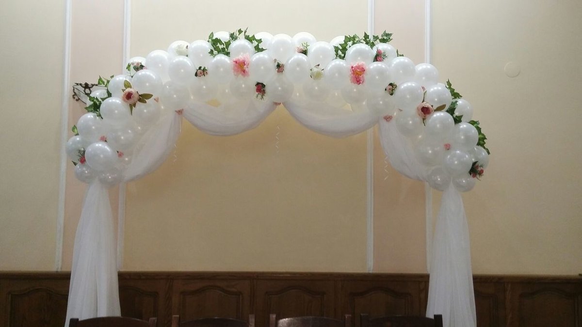 Украшение свадебного зала шарами