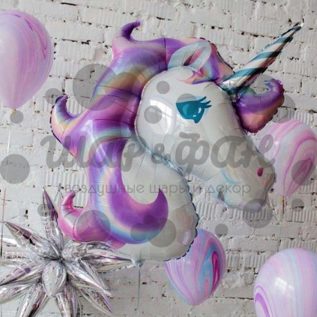 шарик голова единорога (фиолетовая грива)