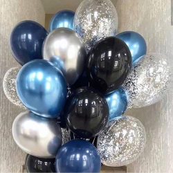 Букет шаров для мужчины сине-серебряный