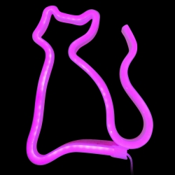 Световая фигура Котик, 17*23,5 см. Розовый.