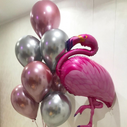 Яркие металлические шары с фольгированным фламинго