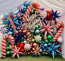 Сочная детская фотозона с шарами-конфетками и звездами