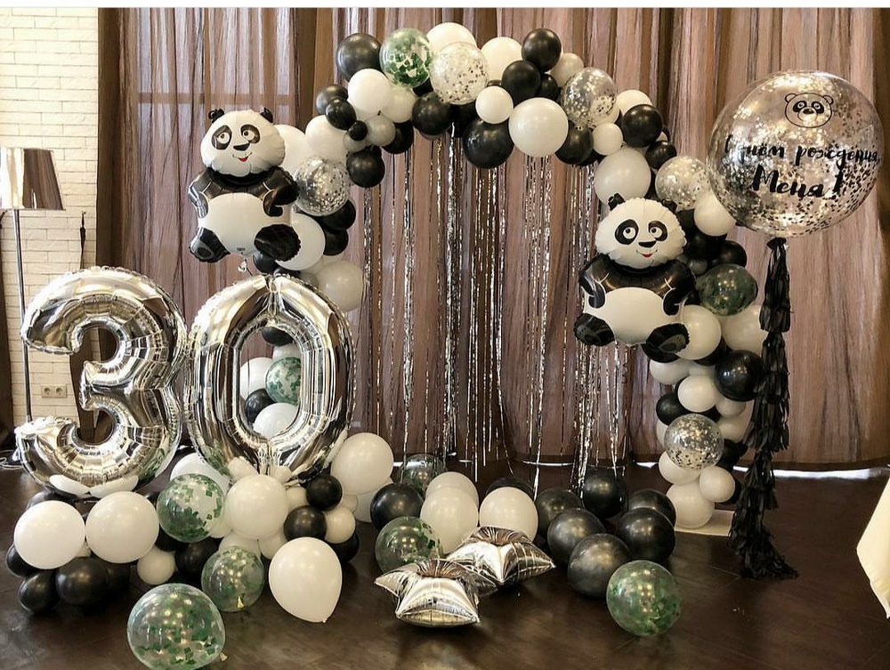 круглая фотозона с пандами