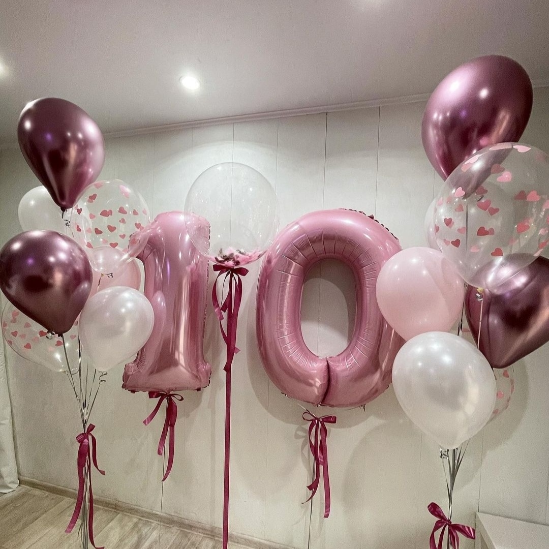 нежные шары в розовых тонах девочке на 10 лет