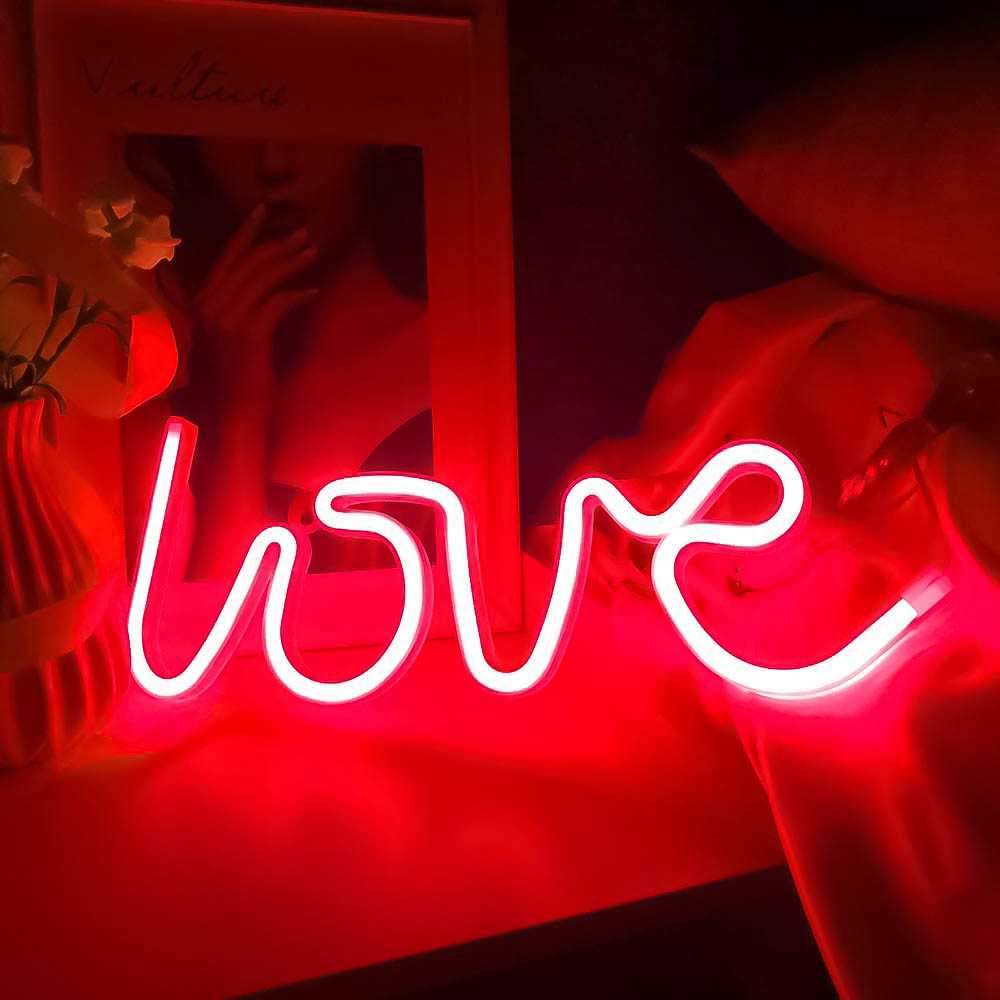 световая надпись love, 13*35 см. красный