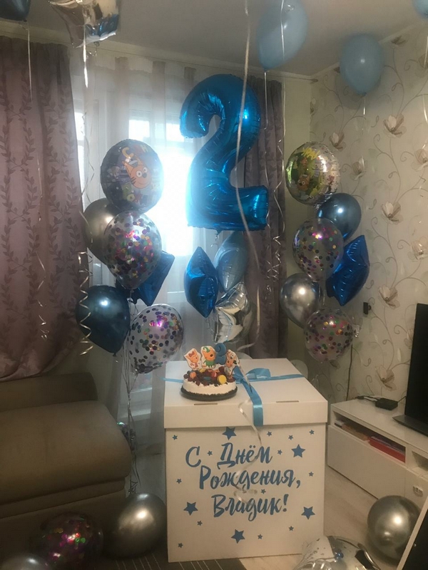 коробка с шарами на день рождения мальчика