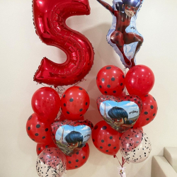 Красные шары на 5 лет для девочки Леди Баг