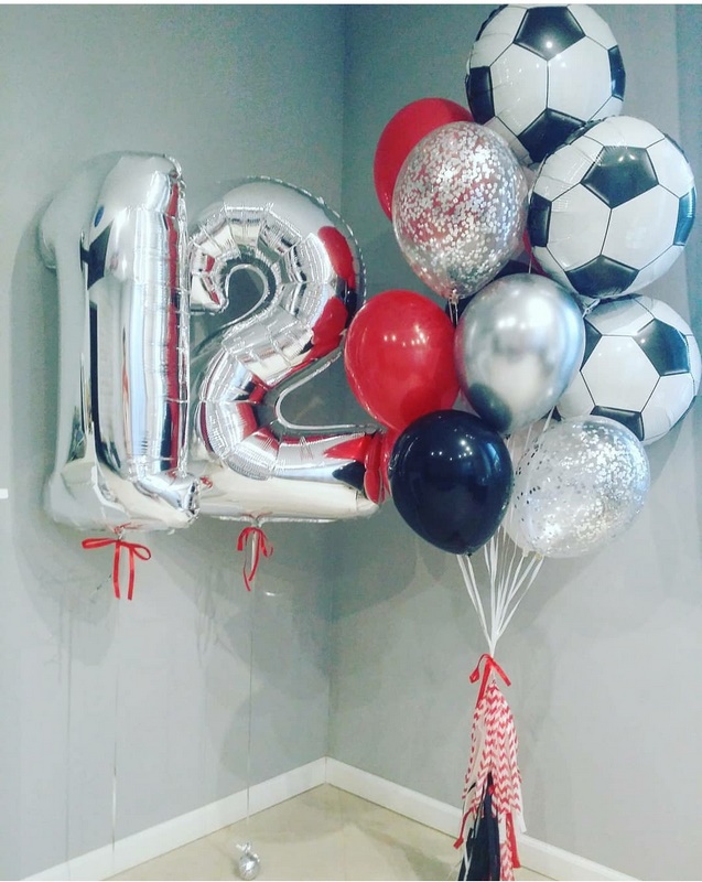 композиция из шаров на день рождения мальчика в стиле футбол