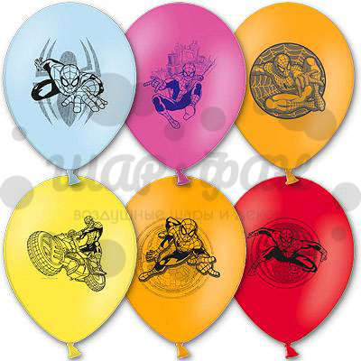 разноцветные шары с рисунком человек-паук