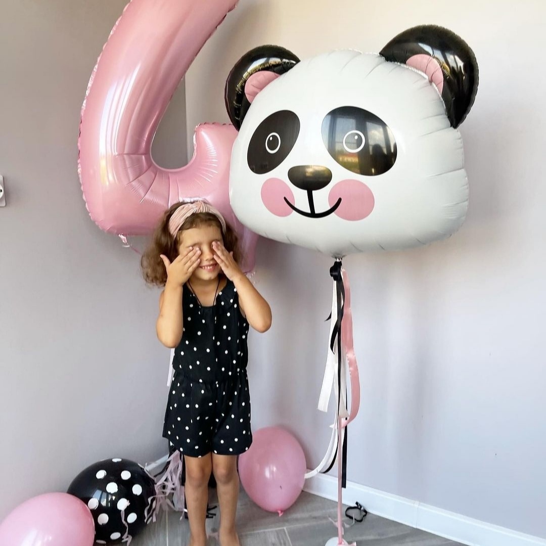 шарик-панда и розовая цифра на 4 годика для девочки