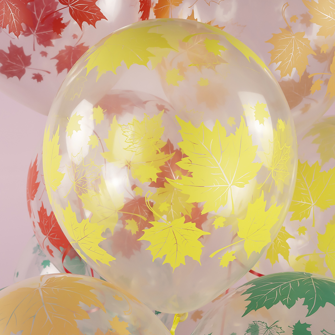 шары на 1 сентября, прозрачные с листьями
