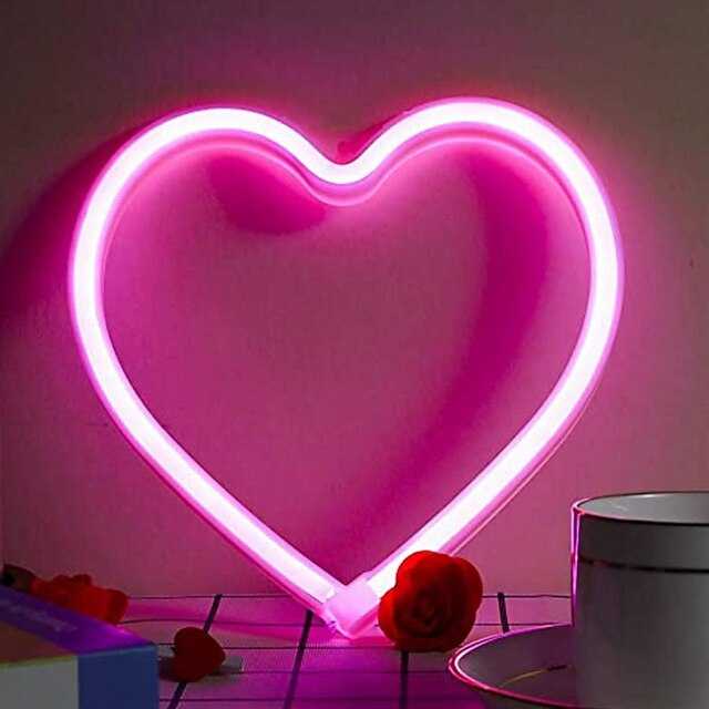 световая фигура сердце, 21*20 см. розовый