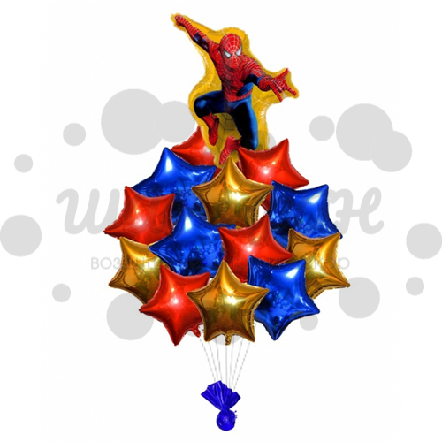 букет из шаров со звездами спайдермен