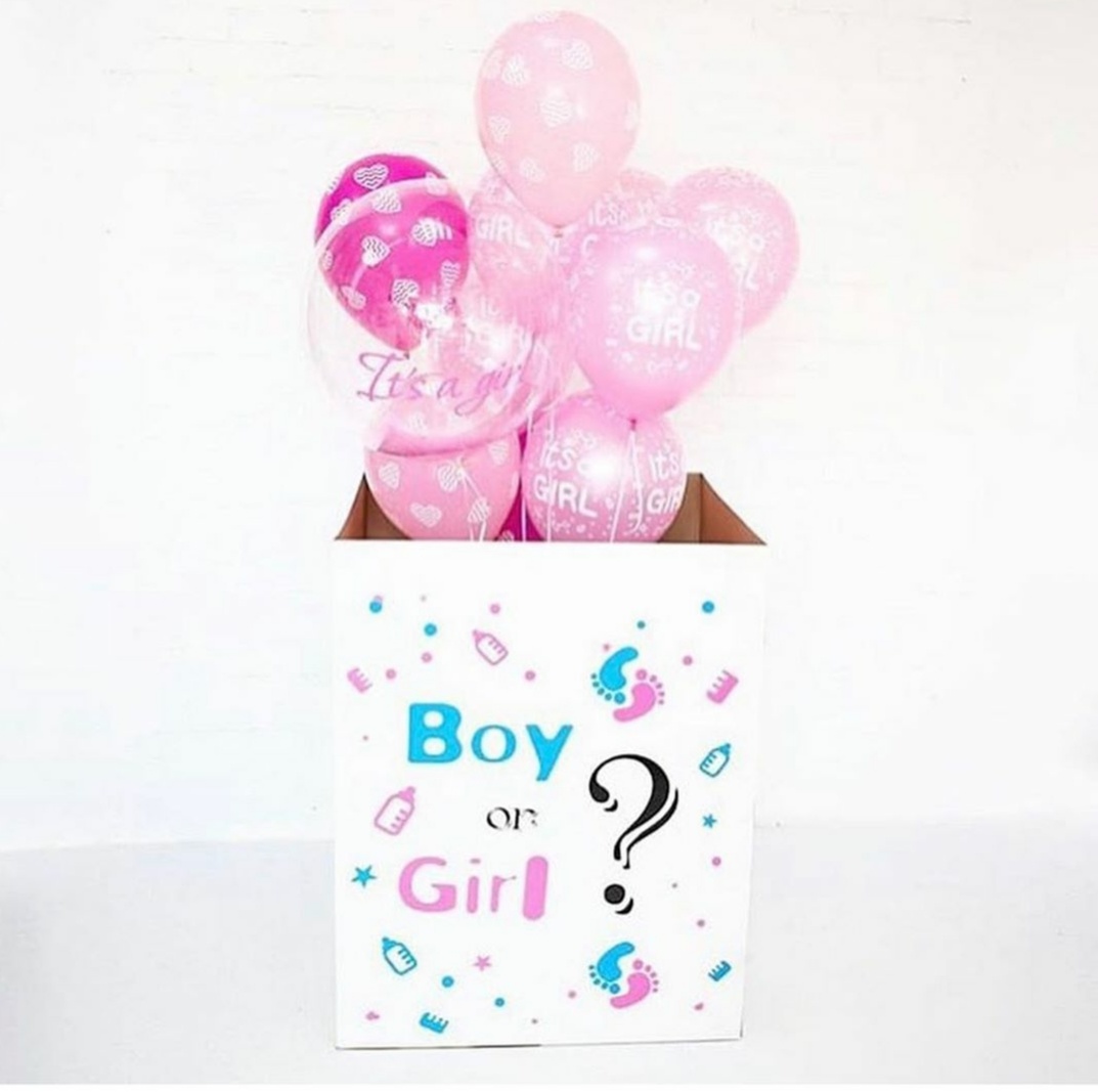 коробка с шарами на определение пола 