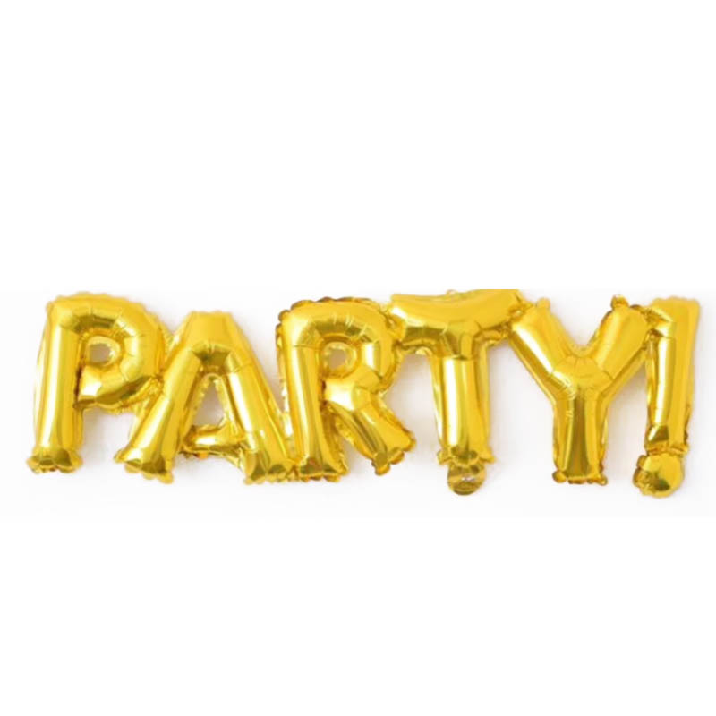 фольгированная надпись "party", золото, 107*30см